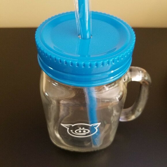 Glass Mason Jars Mug Pig Logo Set of 2 - Picture 12 of 12